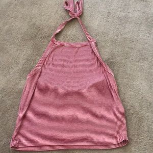 Red and white striped halter top